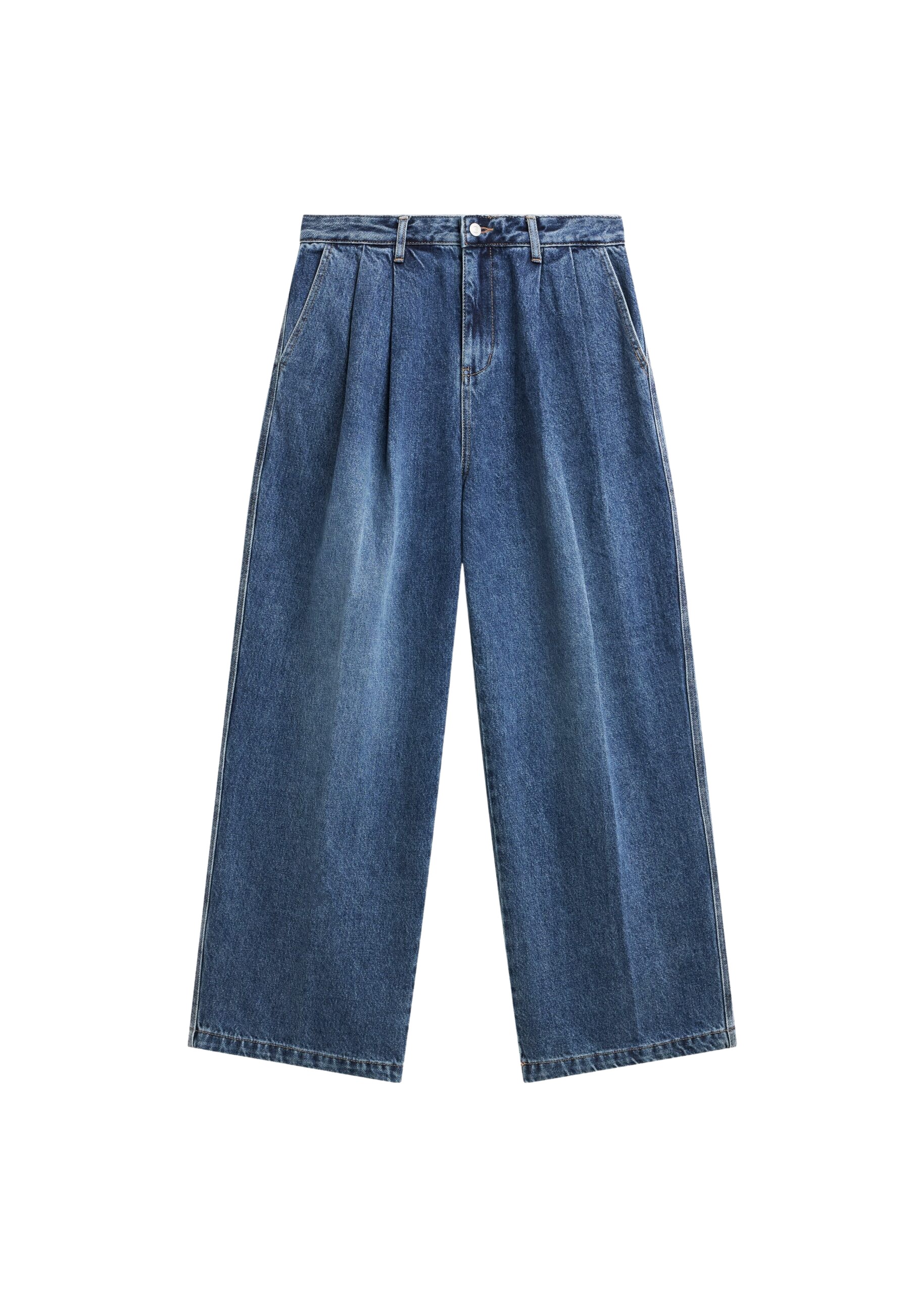 The Frankie Shop Buxton Pleated Wide Jeans – Medium Wash