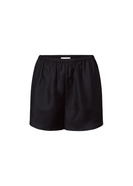 The Frankie Shop Cabo Elasticated Silk Shorts - Black - Oversized Minimalist Shorts in Black - Shop at Luxury Shoes 