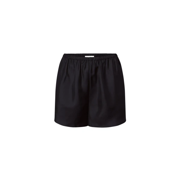 The Frankie Shop Cabo Elasticated Silk Shorts - Black - Oversized Minimalist Shorts in Black - Shop at Luxury Shoes 