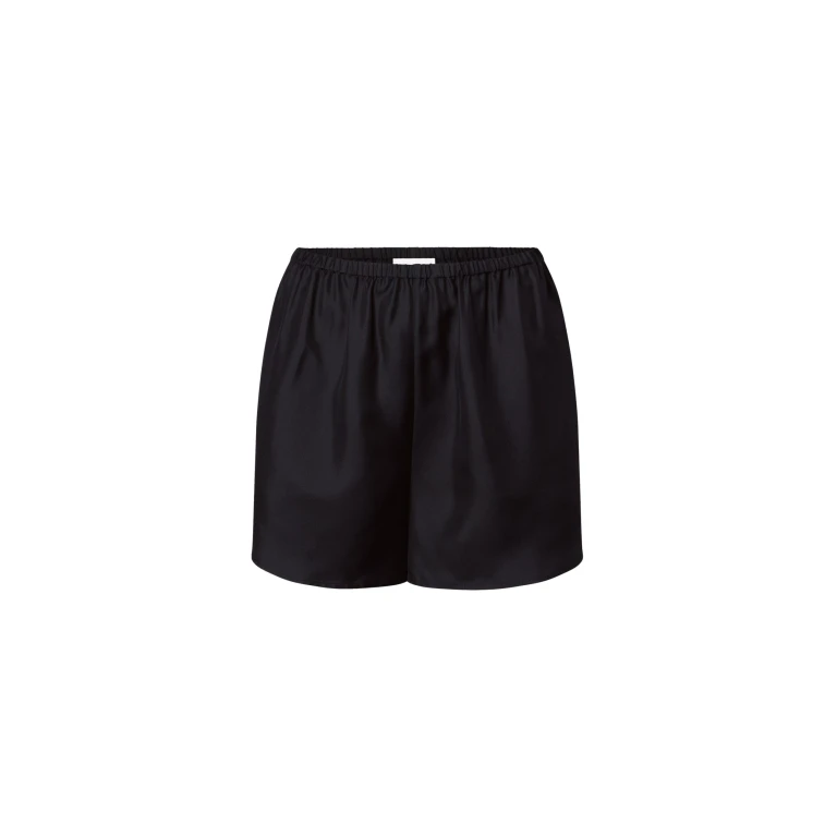 The Frankie Shop Cabo Elasticated Silk Shorts - Black - Oversized Minimalist Shorts in Black - Shop at Luxury Shoes 