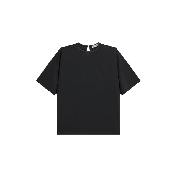 The Frankie Shop Callice Padded T-Shirt - Black - Oversized Minimalist Tops in Black - Shop at Luxury Shoes 