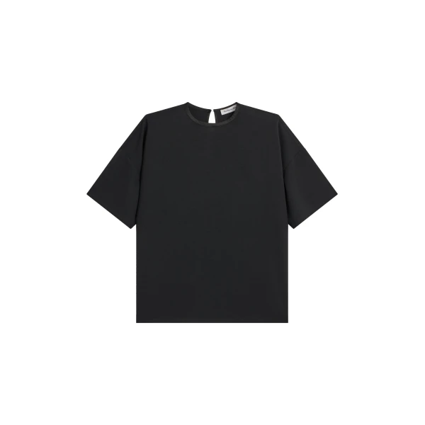 The Frankie Shop Callice Padded T-Shirt - Black - Oversized Minimalist Tops in Black - Shop at Luxury Shoes 