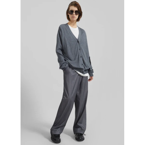 The Frankie Shop Calvane Two-Way Cardigan - Grey - Oversized Minimalist Knitwear in Grey - Shop at Luxury Shoes 
