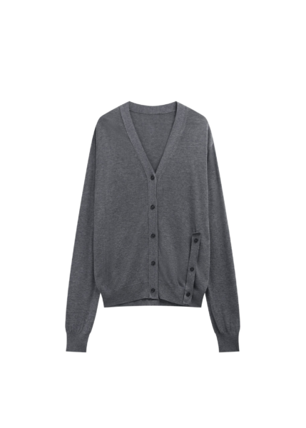The Frankie Shop Calvane Two-Way Cardigan - Grey - Oversized Minimalist Knitwear in Grey - Shop at Luxury Shoes 
