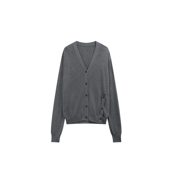The Frankie Shop Calvane Two-Way Cardigan - Grey - Oversized Minimalist Knitwear in Grey - Shop at Luxury Shoes 