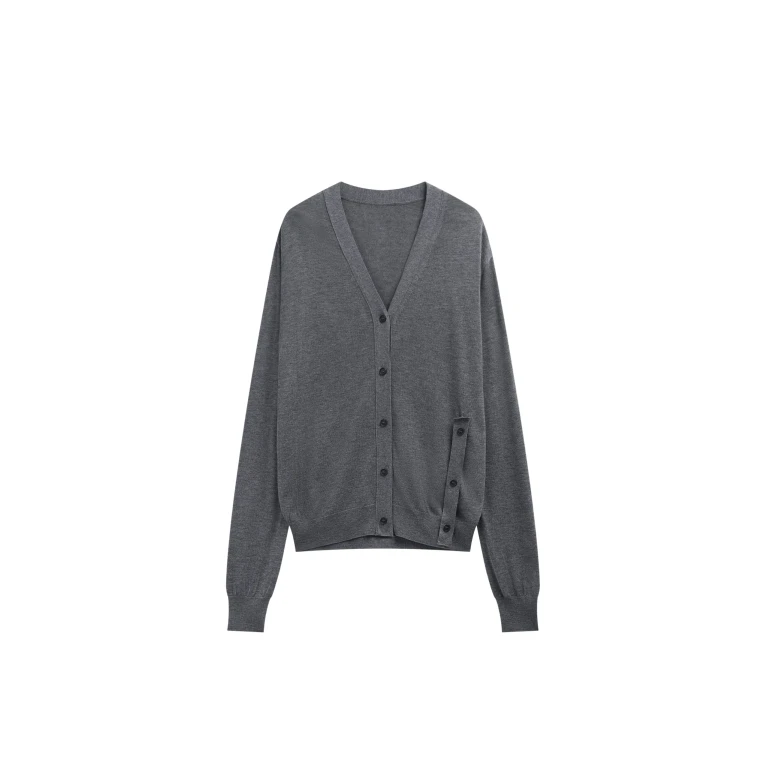 The Frankie Shop Calvane Two-Way Cardigan - Grey - Oversized Minimalist Knitwear in Grey - Shop at Luxury Shoes 