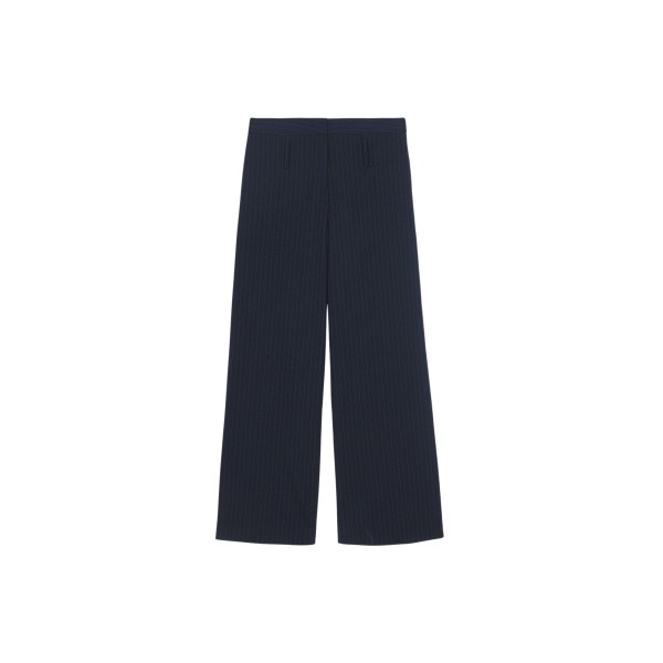 The Frankie Shop Camlez Low Belt Loop Trousers - Navy Pinstripe - Oversized Minimalist Pants in Multicolour - Shop at Luxury Shoes 