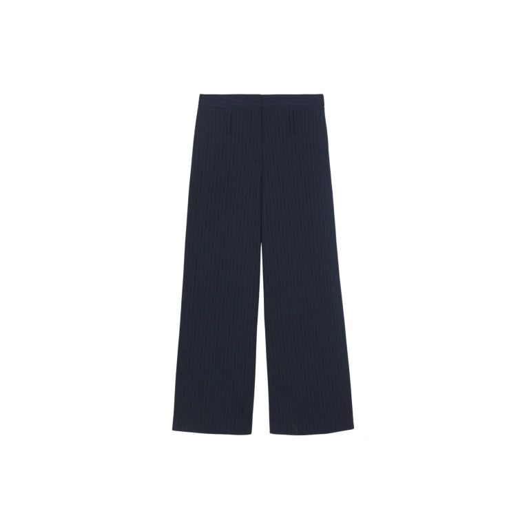 The Frankie Shop Camlez Low Belt Loop Trousers - Navy Pinstripe - Oversized Minimalist Pants in Multicolour - Shop at Luxury Shoes 