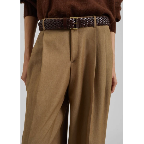 The Frankie Shop Canberra Pleated Trousers - Camel - Oversized Minimalist Pants in Beige - Shop at Luxury Shoes 