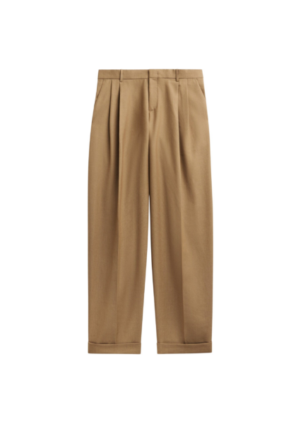 The Frankie Shop Canberra Pleated Trousers - Camel - Oversized Minimalist Pants in Beige - Shop at Luxury Shoes 