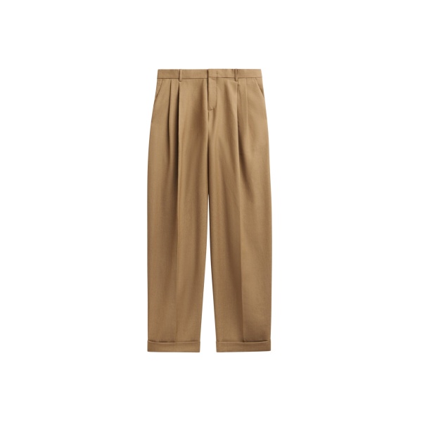 The Frankie Shop Canberra Pleated Trousers - Camel - Oversized Minimalist Pants in Beige - Shop at Luxury Shoes 