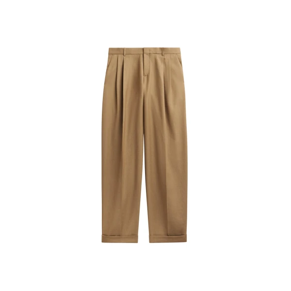 The Frankie Shop Canberra Pleated Trousers - Camel - Oversized Minimalist Pants in Beige - Shop at Luxury Shoes 