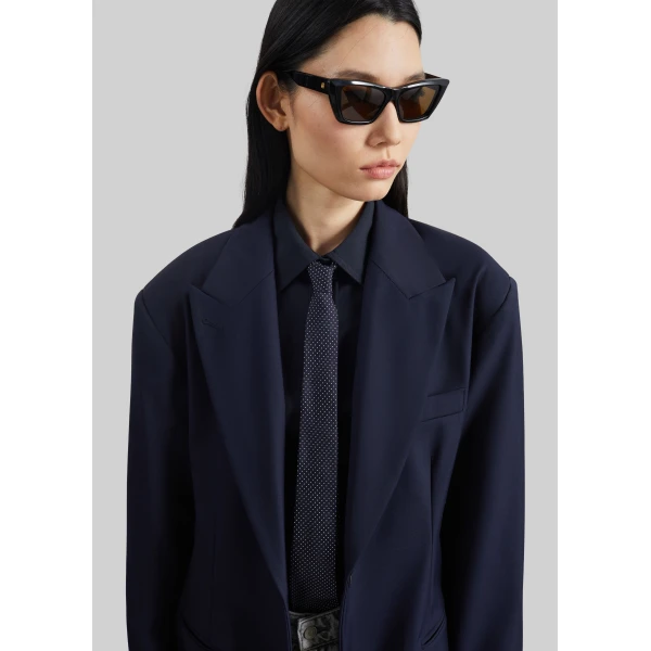 The Frankie Shop Canmore Double Vent Blazer - Navy - Oversized Minimalist Jackets in Blue - Shop at Luxury Shoes 