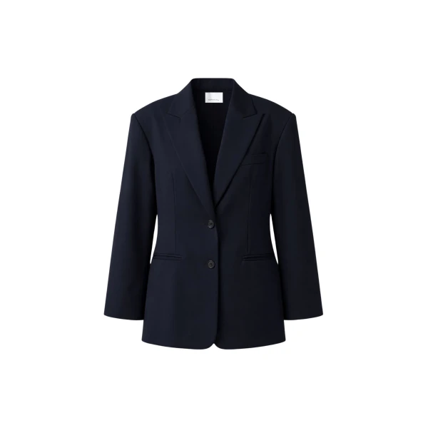 The Frankie Shop Canmore Double Vent Blazer - Navy - Oversized Minimalist Jackets in Blue - Shop at Luxury Shoes 