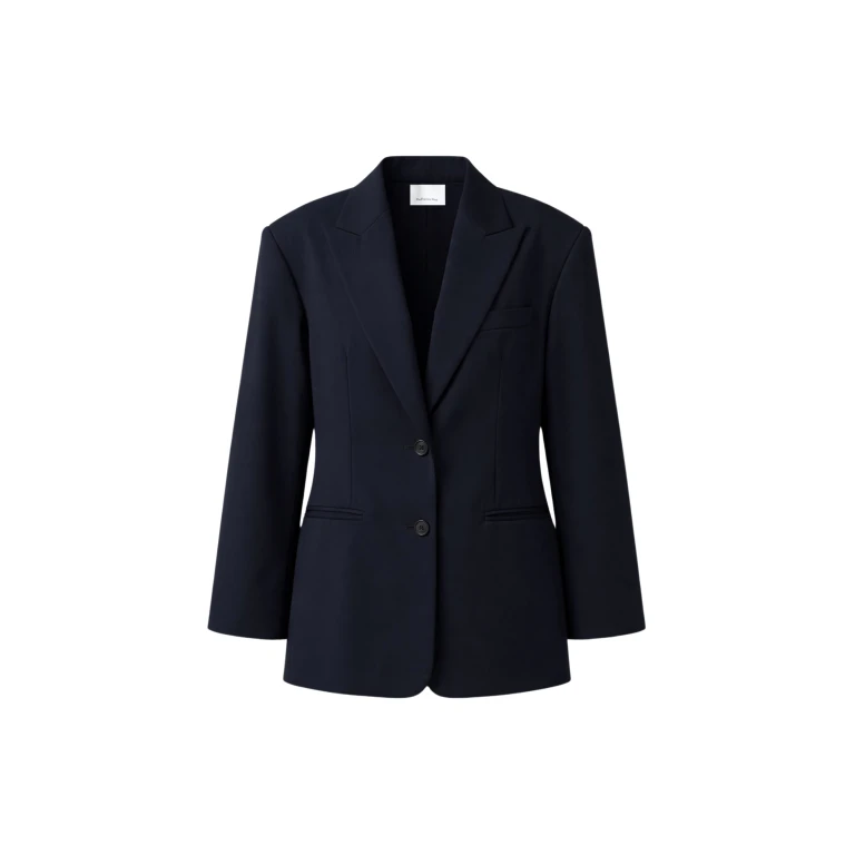 The Frankie Shop Canmore Double Vent Blazer - Navy - Oversized Minimalist Jackets in Blue - Shop at Luxury Shoes 