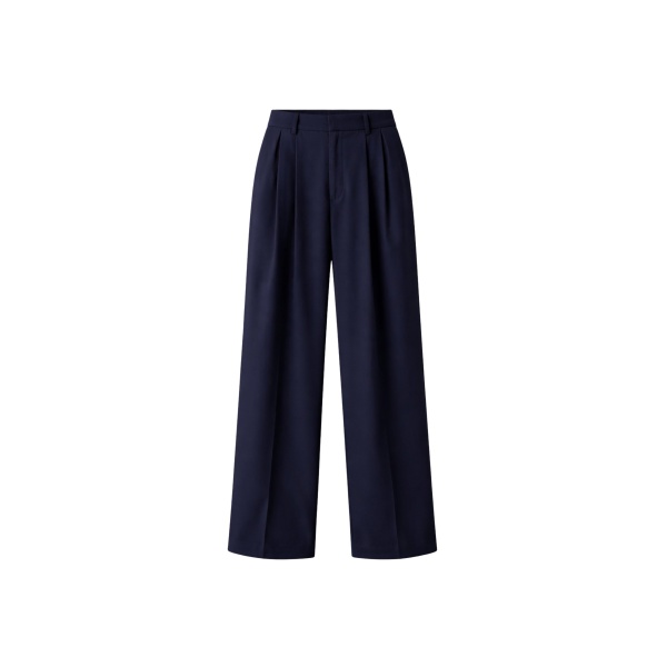 The Frankie Shop Canmore Pleated Trousers - Navy - Oversized Minimalist Pants in Blue - Shop at Luxury Shoes 