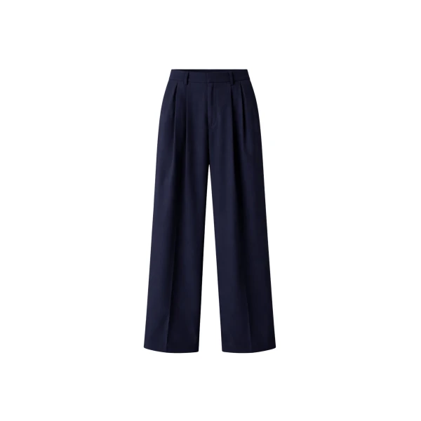 The Frankie Shop Canmore Pleated Trousers - Navy - Oversized Minimalist Pants in Blue - Shop at Luxury Shoes 