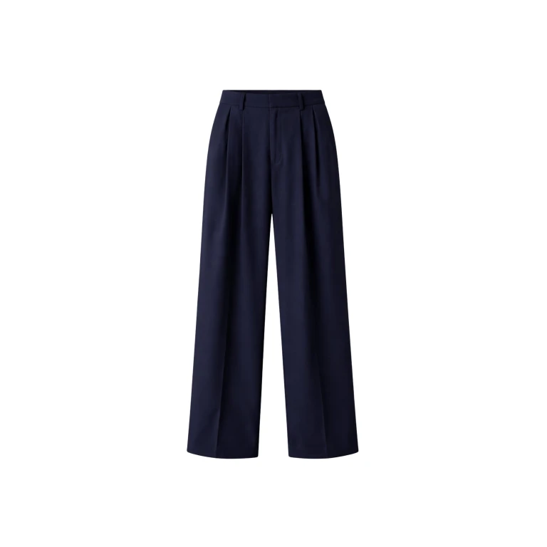 The Frankie Shop Canmore Pleated Trousers - Navy - Oversized Minimalist Pants in Blue - Shop at Luxury Shoes 