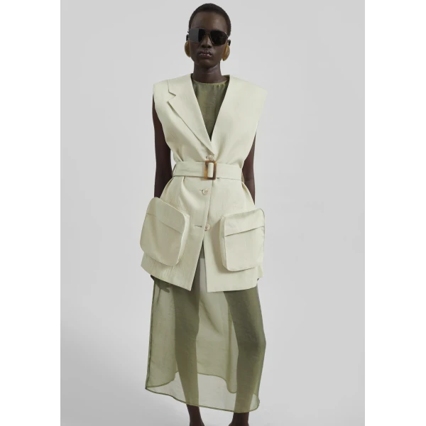 The Frankie Shop Carral Belted Vest – Pale Green, view 4