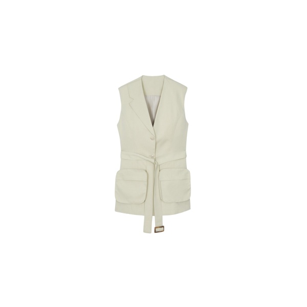 The Frankie Shop Carral Belted Vest - Pale Green - Oversized Minimalist Jackets in Green - Shop at Luxury Shoes 
