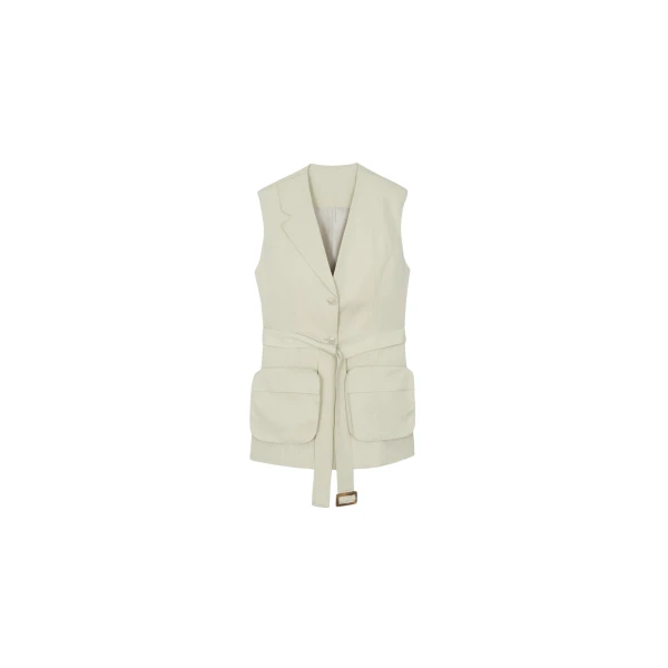 The Frankie Shop Carral Belted Vest – Pale Green