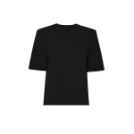 The Frankie Shop Carrington Padded Shoulder Tee - Black - Oversized Minimalist Tops in Black - Shop at Luxury Shoes 