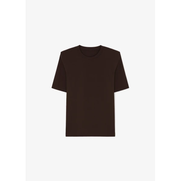 The Frankie Shop Carrington Padded Shoulder Tee – Brown Top