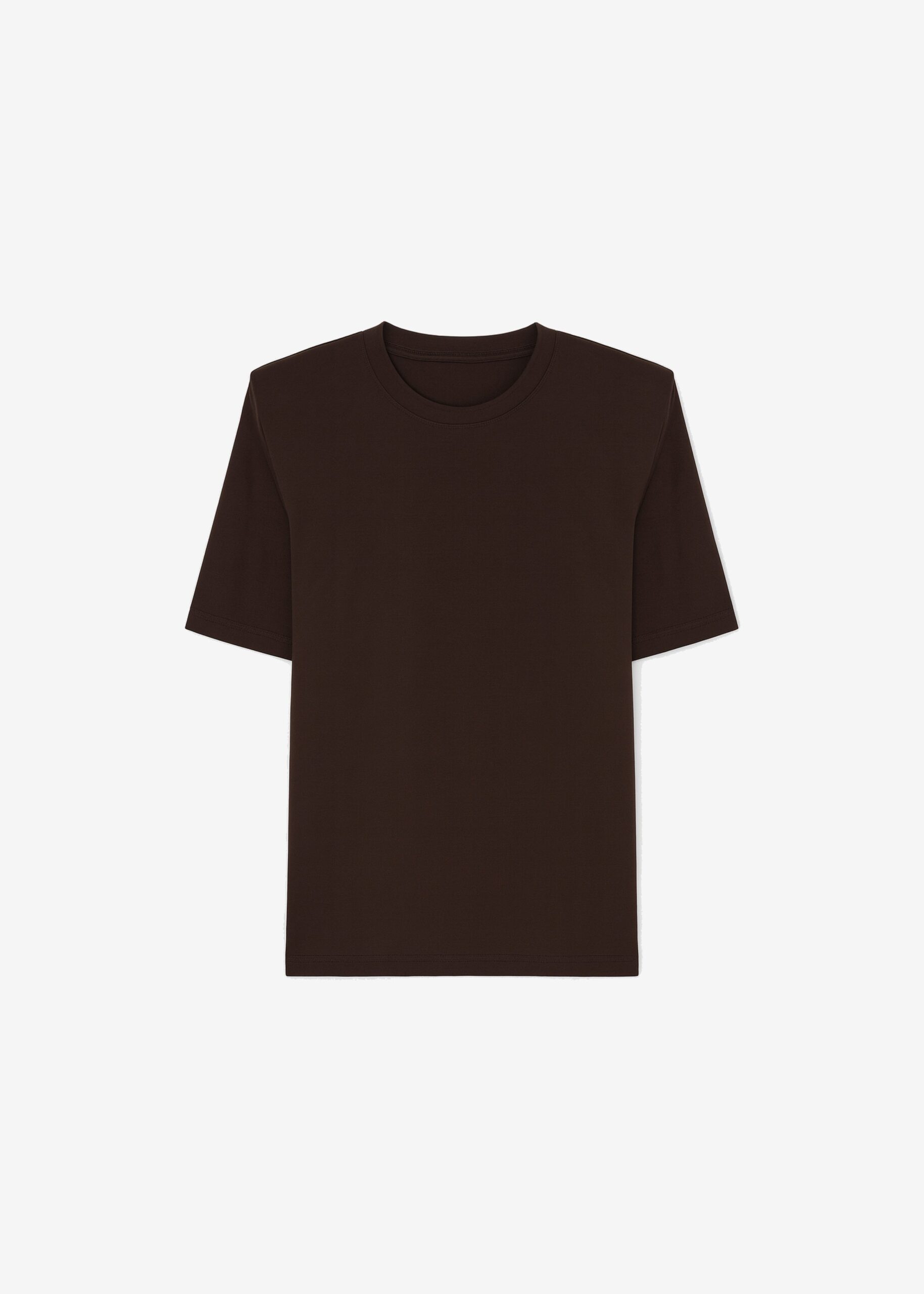 The Frankie Shop Carrington Padded Shoulder Tee - Brown - Oversized Minimalist Tops in Beige - Shop at Luxury Shoes 