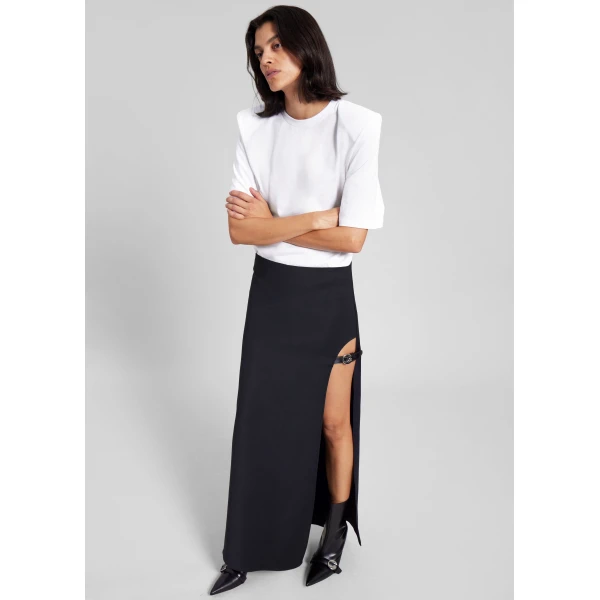 The Frankie Shop Carrington Padded Shoulder Tee - White - Oversized Minimalist Tops in White - Shop at Luxury Shoes 