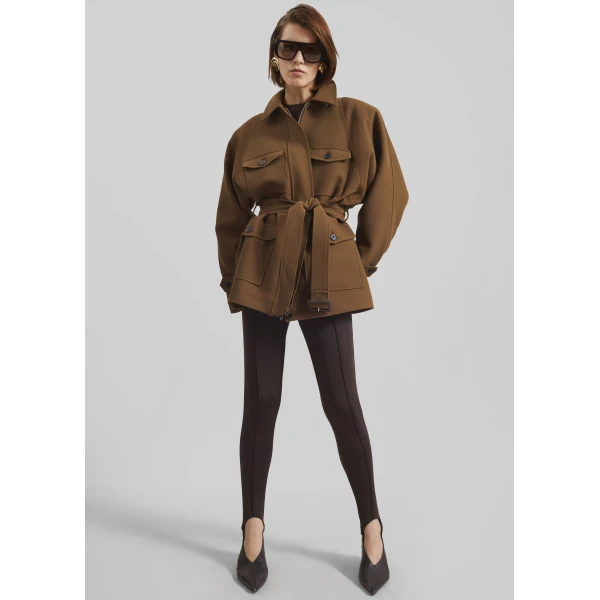 The Frankie Shop Caserta Stirrup Leggings - Brown - Oversized Minimalist Pants in Beige - Shop at Luxury Shoes 