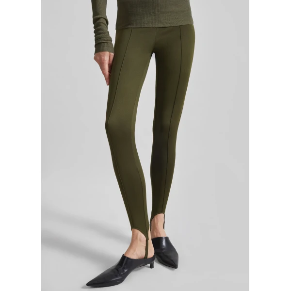 The Frankie Shop Caserta Stirrup Leggings - Olive - Oversized Minimalist Pants in Green - Shop at Luxury Shoes 