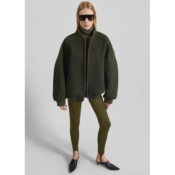 The Frankie Shop Caserta Stirrup Leggings - Olive - Oversized Minimalist Pants in Green - Shop at Luxury Shoes 