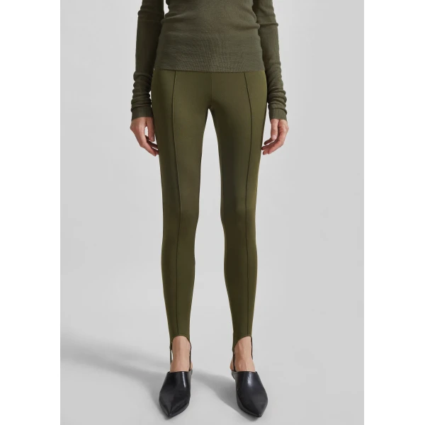 The Frankie Shop Caserta Stirrup Leggings - Olive - Oversized Minimalist Pants in Green - Shop at Luxury Shoes 
