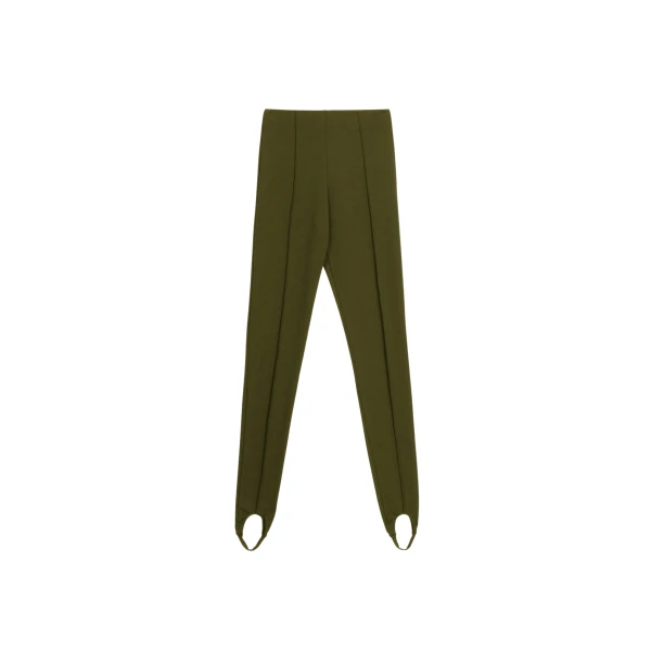 The Frankie Shop Caserta Stirrup Leggings - Olive - Oversized Minimalist Pants in Green - Shop at Luxury Shoes 