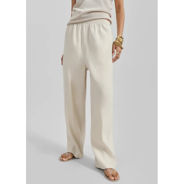 The Frankie Shop Cavert Linen Pants - Sand - Oversized Minimalist Pants in Beige - Shop at Luxury Shoes 
