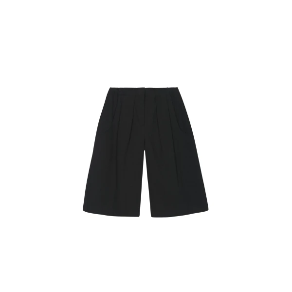 The Frankie Shop Cedar Bermuda Shorts - Black - Oversized Minimalist Shorts in Black - Shop at Luxury Shoes 
