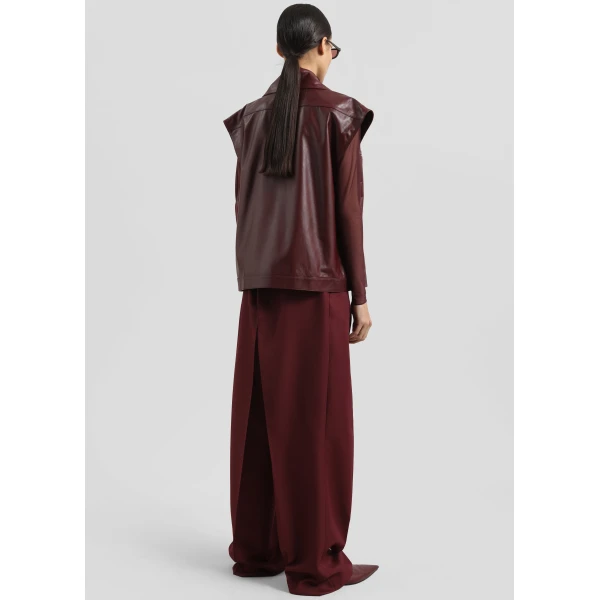 The Frankie Shop Cetina Leather Vest - Burgundy - Oversized Minimalist Jackets in Red - Shop at Luxury Shoes 