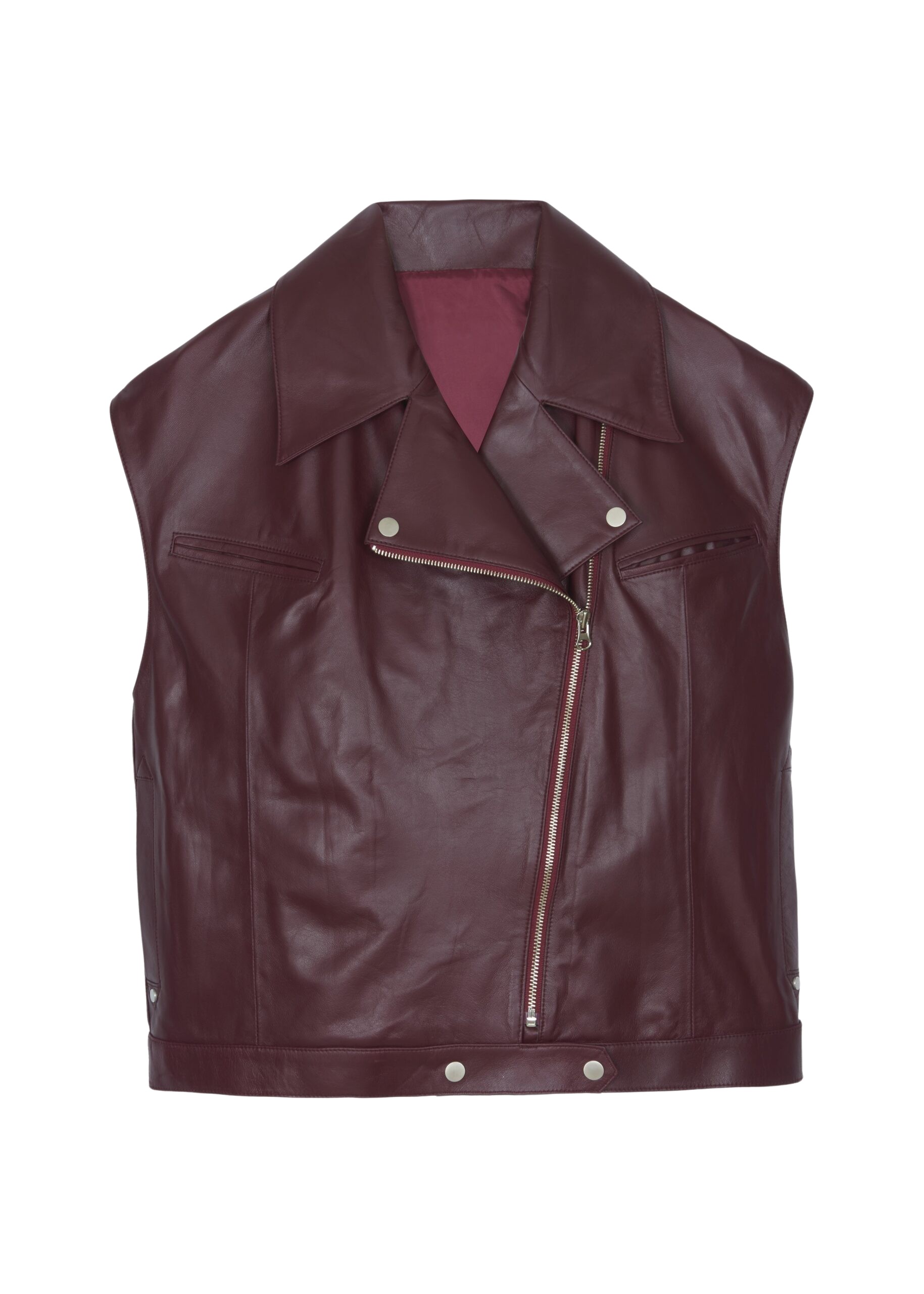 The Frankie Shop Cetina Leather Vest – Burgundy