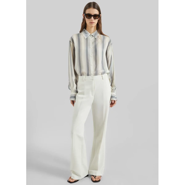 The Frankie Shop Chesnay Bootcut Pants - Cream - Oversized Minimalist Pants in Ivory - Shop at Luxury Shoes 