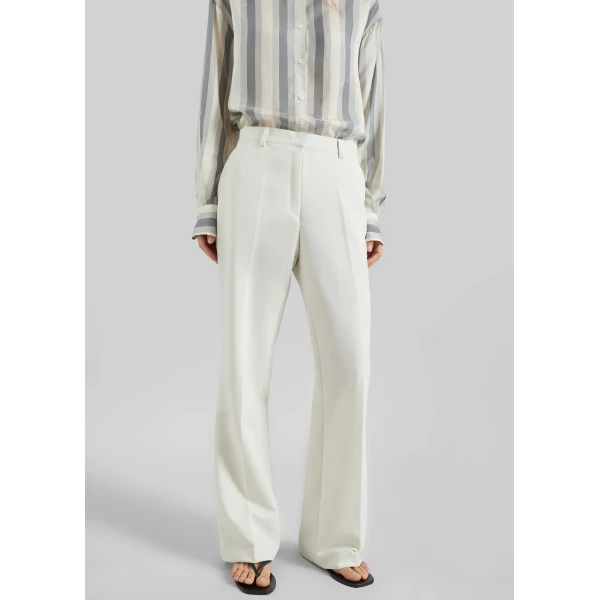 The Frankie Shop Chesnay Bootcut Pants - Cream - Oversized Minimalist Pants in Ivory - Shop at Luxury Shoes 