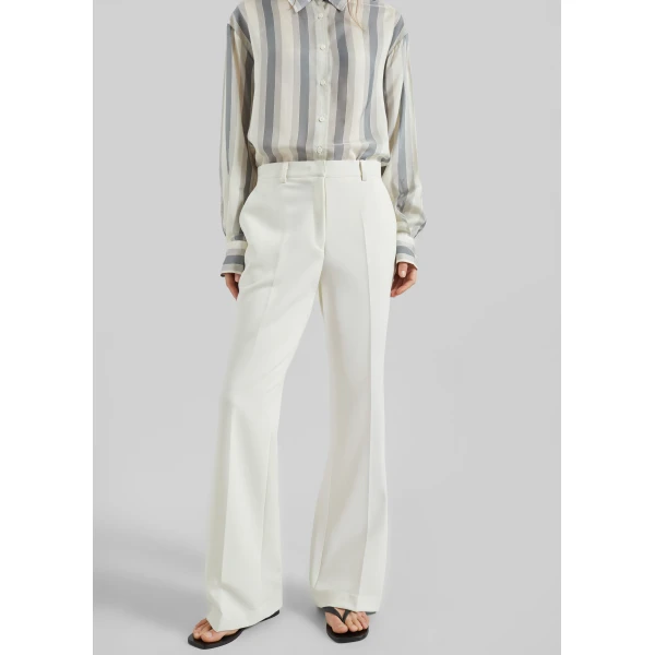 The Frankie Shop Chesnay Bootcut Pants - Cream - Oversized Minimalist Pants in Ivory - Shop at Luxury Shoes 
