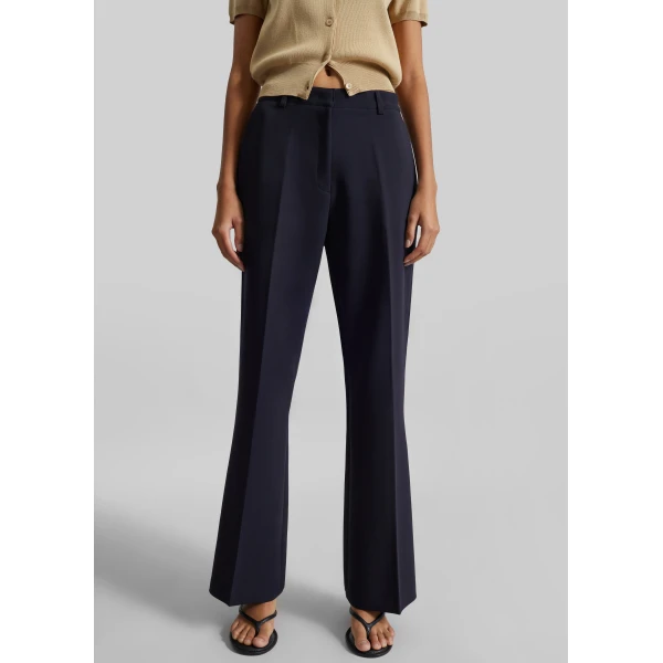 The Frankie Shop Chesnay Bootcut Pants - Navy - Oversized Minimalist Pants in Blue - Shop at Luxury Shoes 