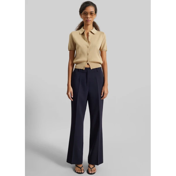 The Frankie Shop Chesnay Bootcut Pants - Navy - Oversized Minimalist Pants in Blue - Shop at Luxury Shoes 