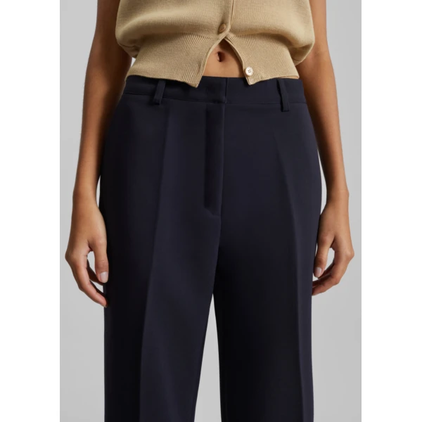 The Frankie Shop Chesnay Bootcut Pants - Navy - Oversized Minimalist Pants in Blue - Shop at Luxury Shoes 