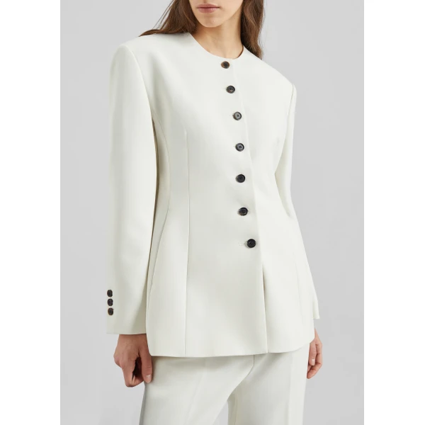 The Frankie Shop Chesnay Collarless Blazer – Cream, view 6