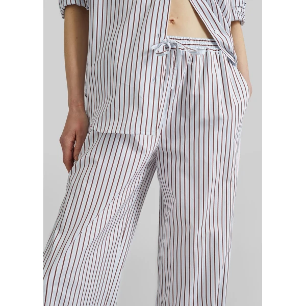 The Frankie Shop Cisco Striped Cotton Trousers – Dark Red/Light Blue, view 4