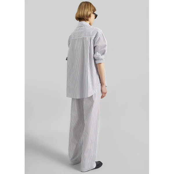 The Frankie Shop Cisco Striped Cotton Trousers – Dark Red/Light Blue, view 5