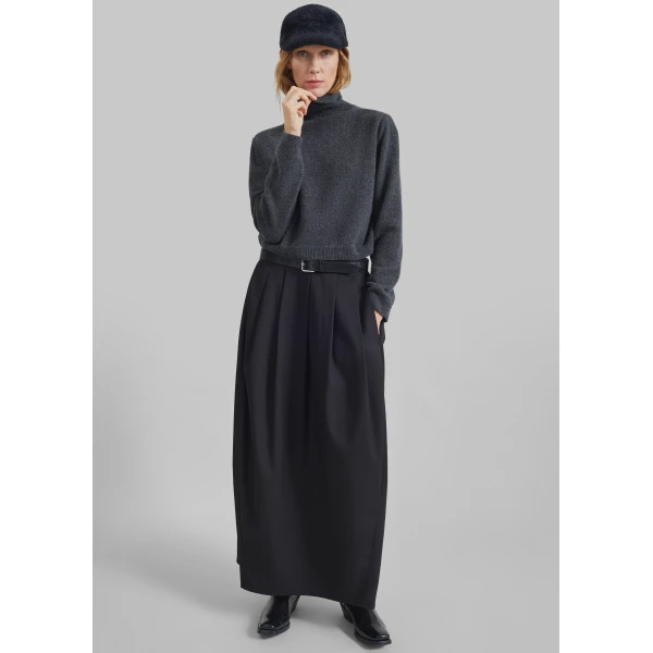 The Frankie Shop Claremont Cocoon Skirt - Black - Oversized Minimalist Skirts in Black - Shop at Luxury Shoes 