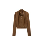 The Frankie Shop Clervaux Scarf Cardigan - Brown - Oversized Minimalist Knitwear in Beige - Shop at Luxury Shoes 