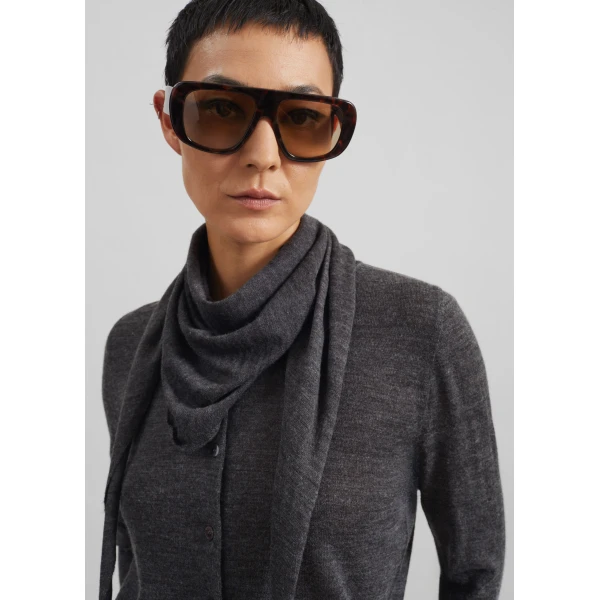 The Frankie Shop Clervaux Scarf Cardigan - Dark Grey Melange - Oversized Minimalist Knitwear in Grey - Shop at Luxury Shoes 